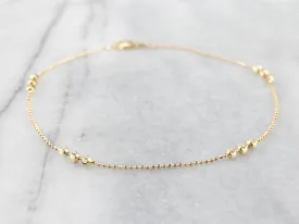 14K Gold Beaded Chain Anklet