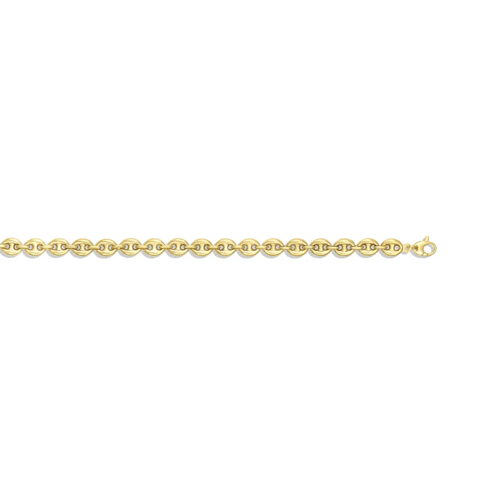 14k Gold Puffed Mariner Chain, 18"