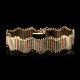 14K Tricolor Gold Estate Fancy Link Bracelet