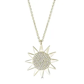 14KT GOLD 1/5 CTW DIAMOND SUN NECKLACE