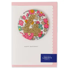 Age 4 Badge Greetings Card in Betsy Liberty Print by The Charming Press