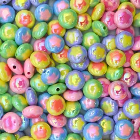 Assorted Round UV Coating Plastic Beads  | Size: 18mm | Qty: 10pcs