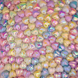 Assorted Shiny Heart Plastic Beads | Size: 18mm | Qty: 10Pcs (High Quality)