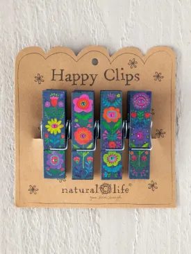 Bag Clips, Set of 4 - Folk Flower