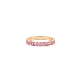 Baguette Eternity Ring | 14k Gold & Pink Sapphire