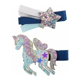 Boutique Navy Unicorn Star Hair Clip