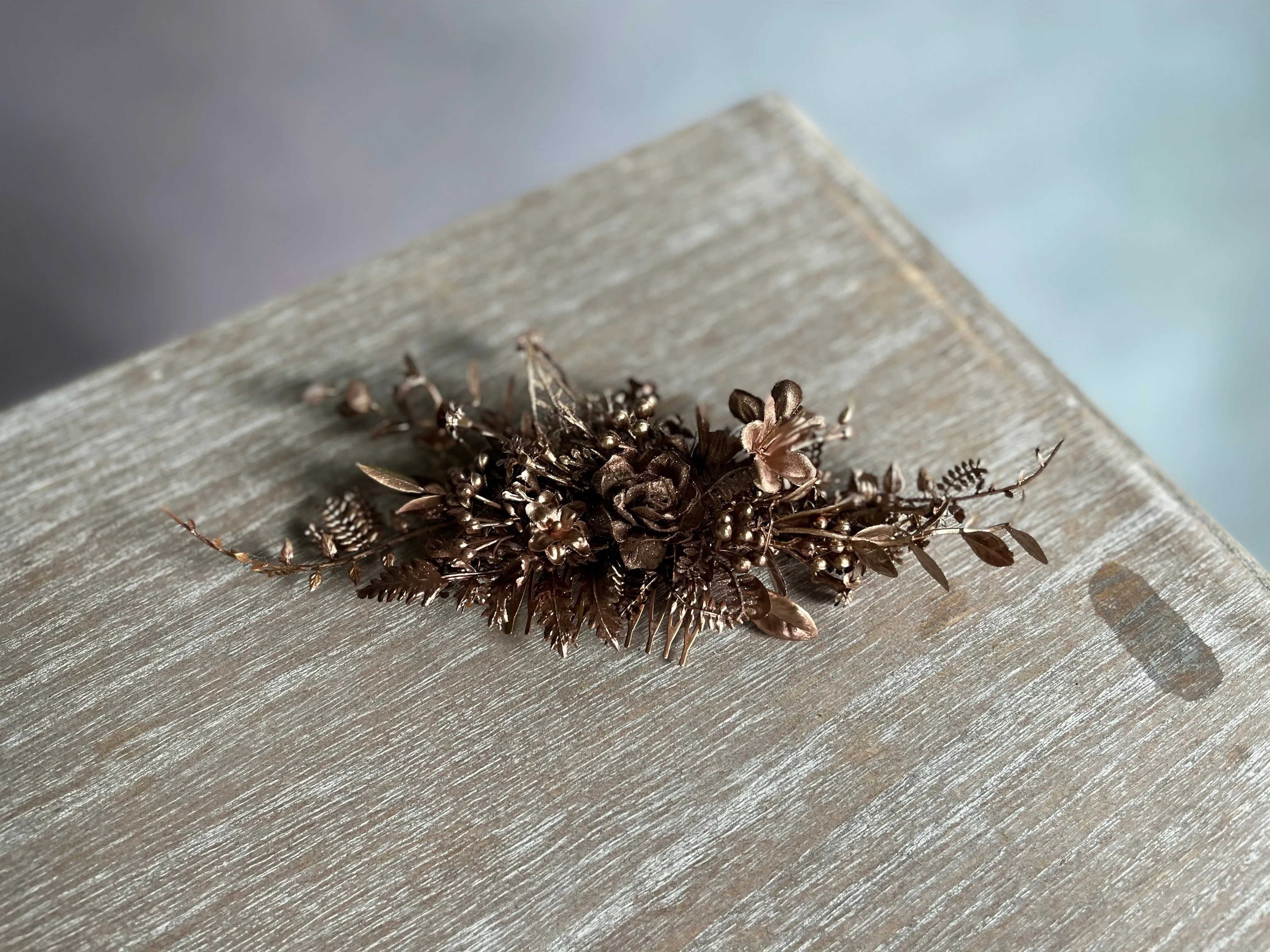 Bronze flower hair comb