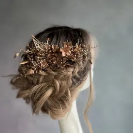 Bronze flower hair comb