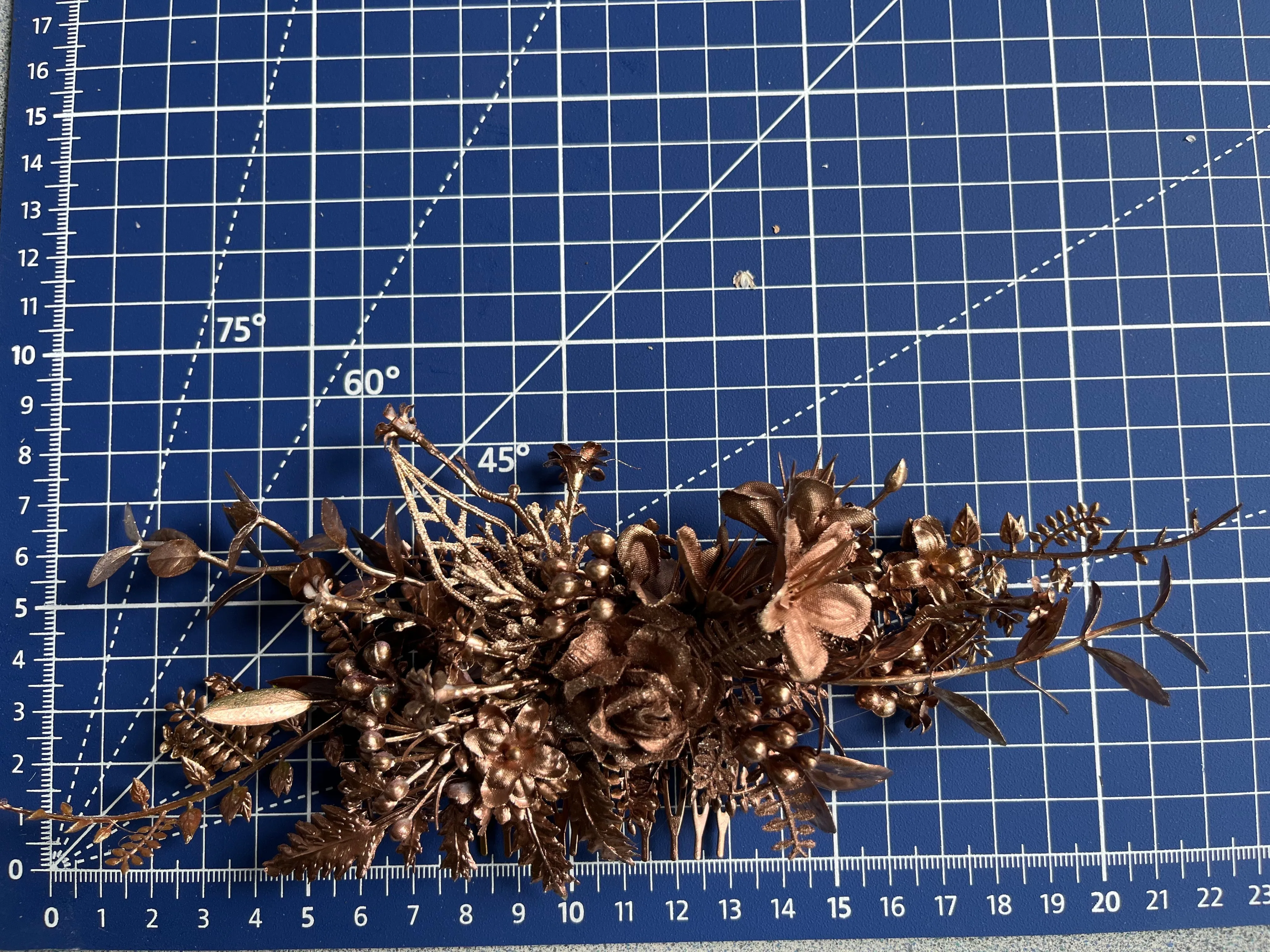 Bronze flower hair comb