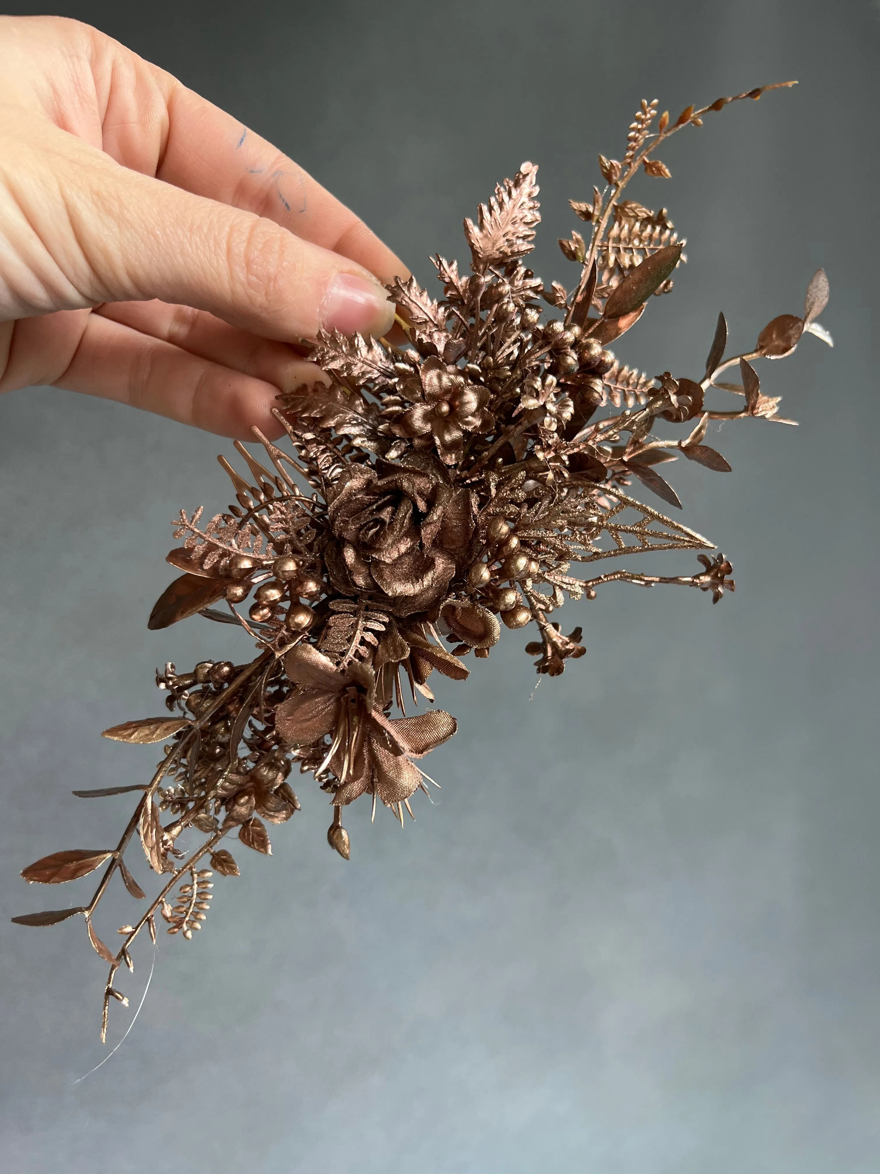 Bronze flower hair comb