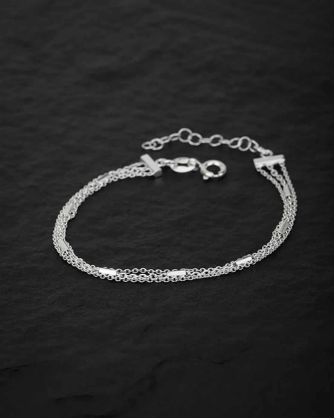 Carlton London 925 Sterling Silver Silver Rhodium Plated  Multistranded Bracelet