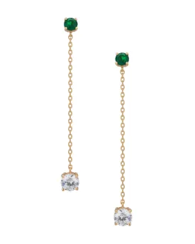 Carlton London Gold Plated Contemporary Drop Earring With Dangling Cz Stone