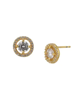 Carlton London Gold Plated Cz Circular Stud Earring For Women