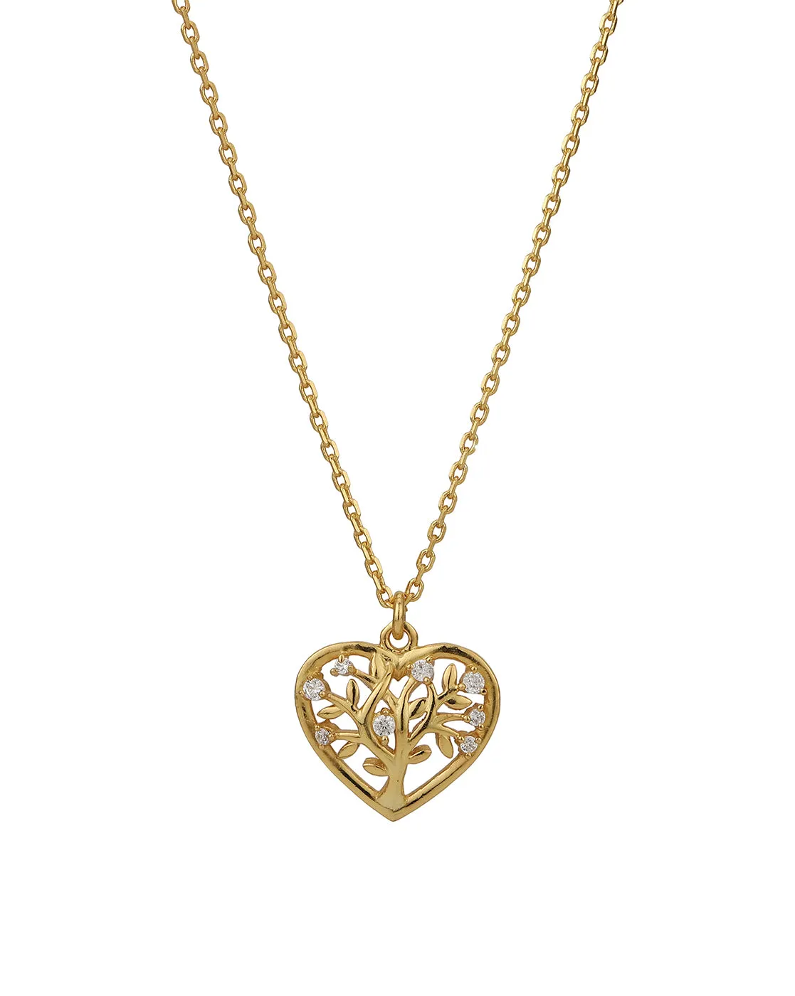 Carlton London Gold Plated Dangling Heart With Zirconia Pendant With Chain