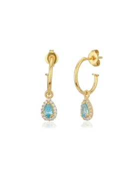 Carlton London Gold Plated Half Hoop Earring With Dangling Cz Stone