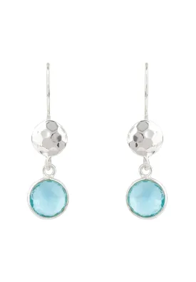 Circle & Hammer Earrings Silver Blue Topaz