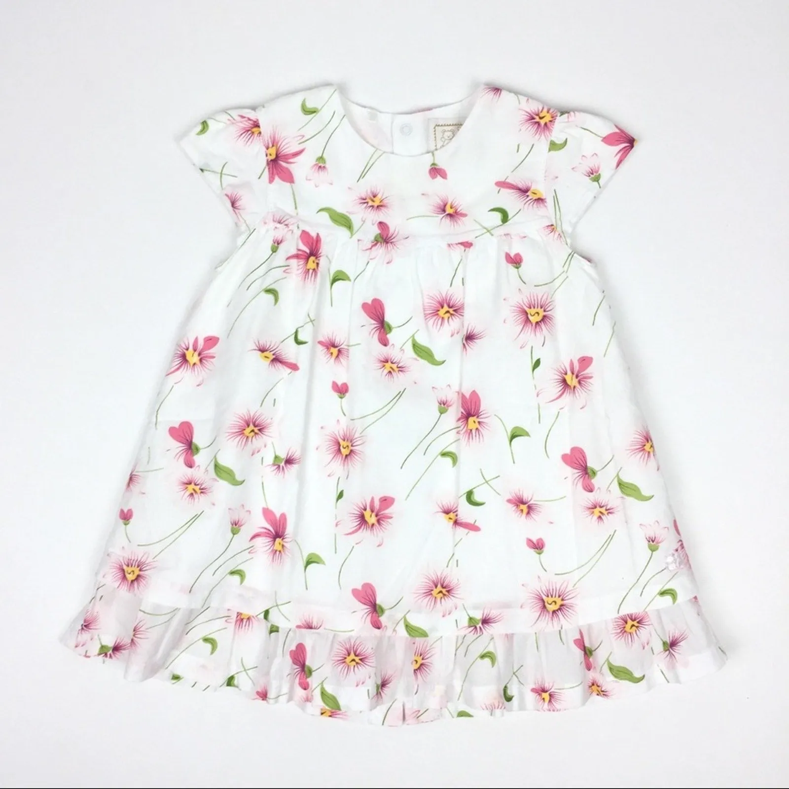 Emile et Rose White Pink Floral Dress 12 Months