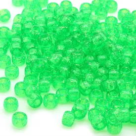 Glitter Lime Plastic Barrel Pony 6x8mm-Pack of 500