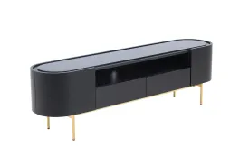 Modrest Bowie - Mid-Century Modern Black Oak   Brass TV Stand