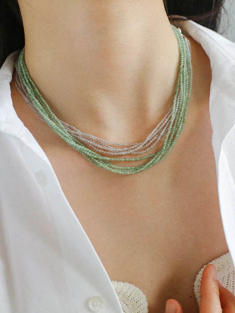 Multi-Layered Mini Aventurine Beaded Necklace