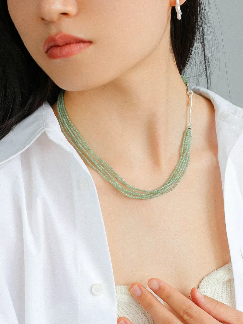 Multi-Layered Mini Aventurine Beaded Necklace