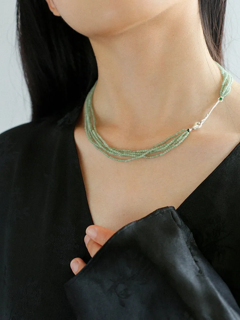 Multi-Layered Mini Aventurine Beaded Necklace