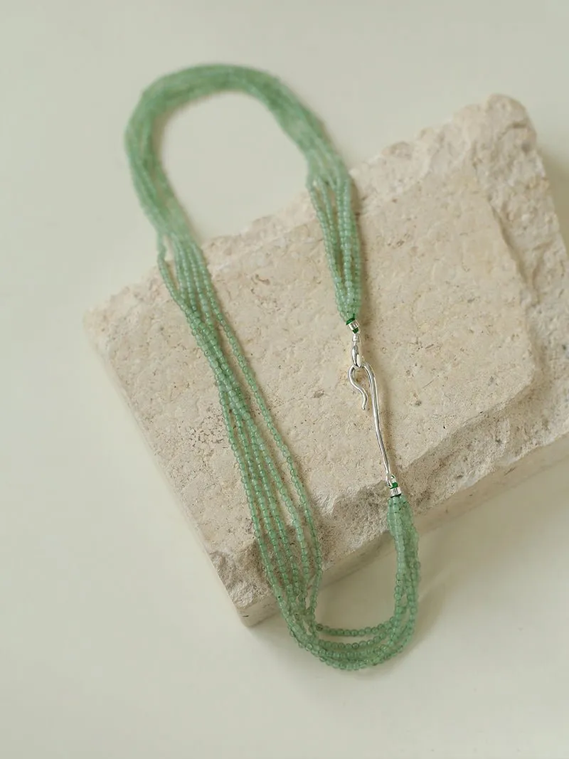 Multi-Layered Mini Aventurine Beaded Necklace