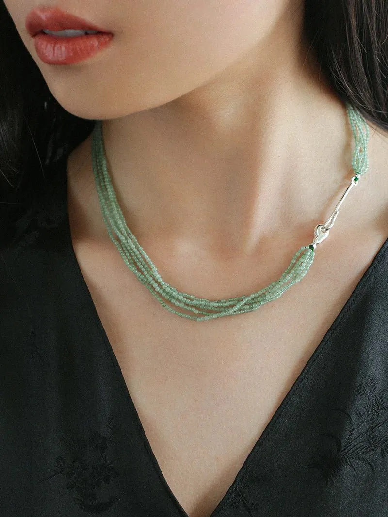 Multi-Layered Mini Aventurine Beaded Necklace