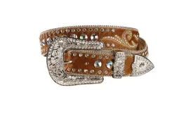 Nocona® Women's Calf Hair-On Hide Rhinestone Leather Western Belt